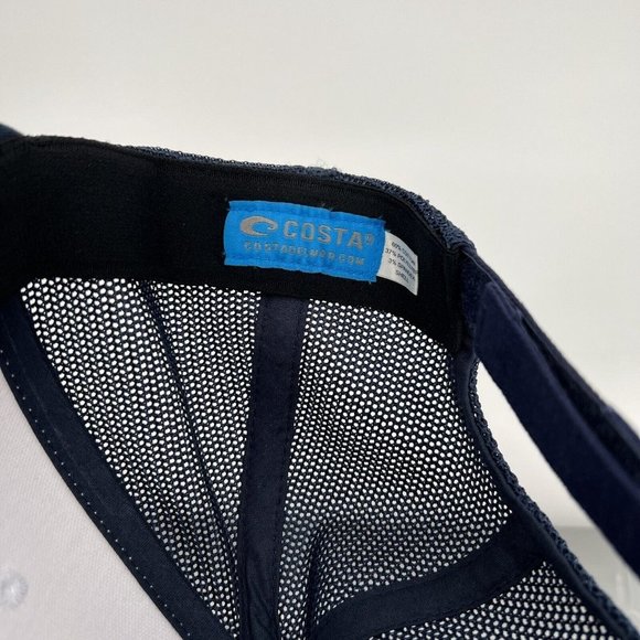 Costa Men's Chesapeake Trucker Hat Mesh Back White/Navy Blue/Red Adjustable NWT - Picture 4 of 5